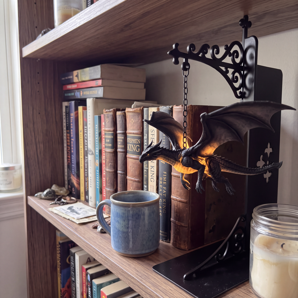 Wyrmglow™ — The Obsidian Dragon Guardian Bookend